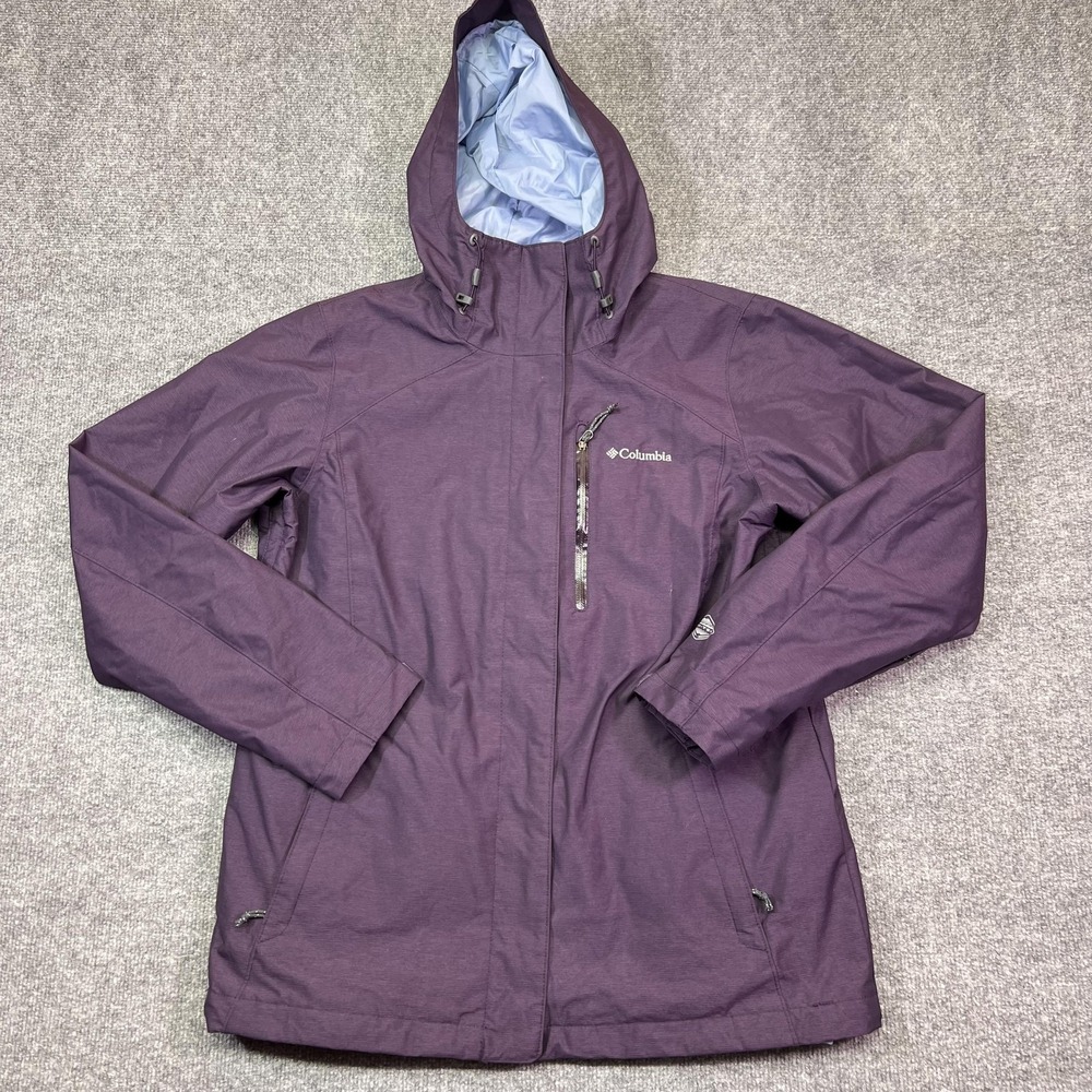 Columbia Jacket Womens Large Purple Omni-Tech Interchange Hooded Waterproof
